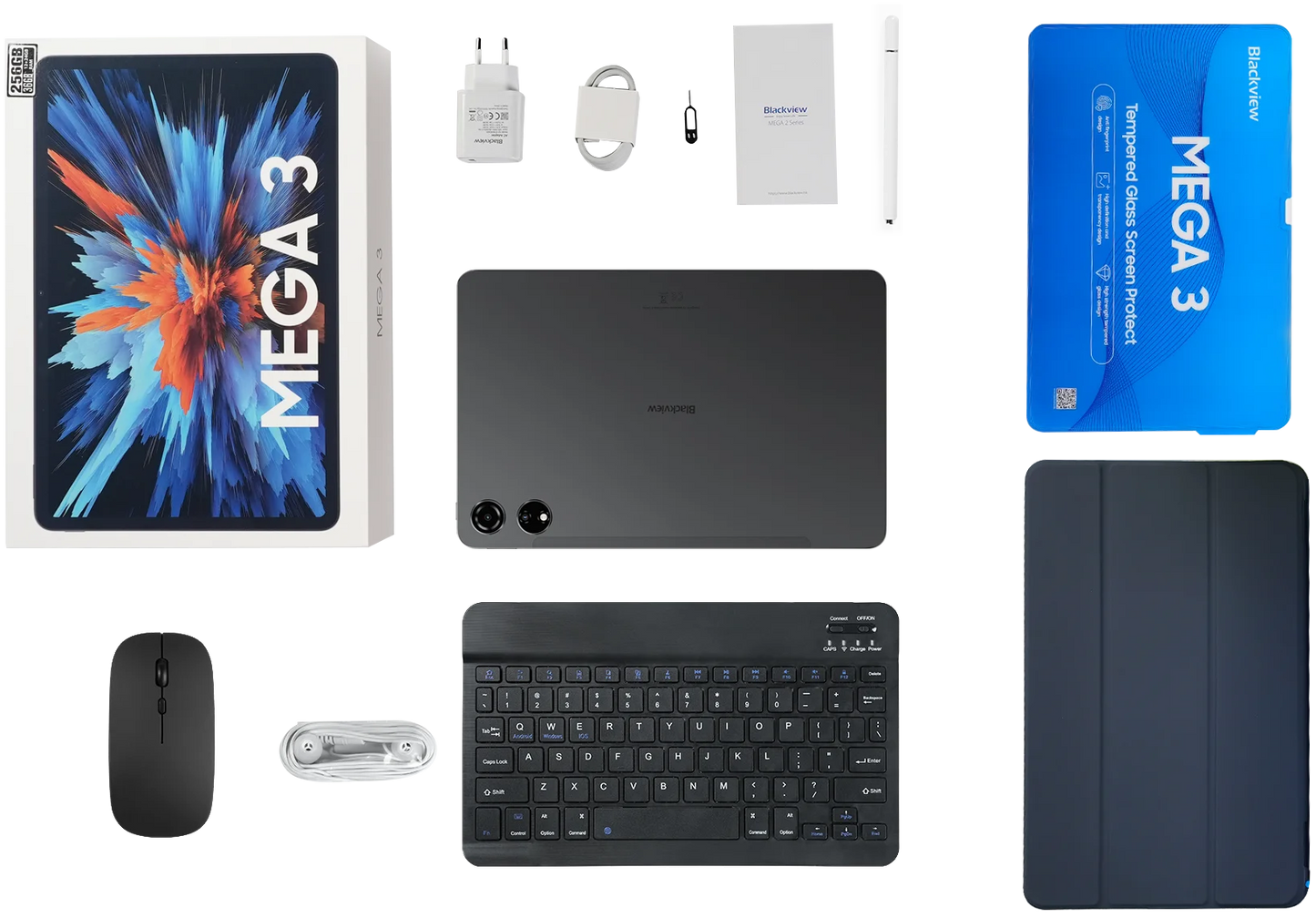 Blackview MEGA 3 Tablet PC  SET, 12.1" 2.5K FHD+ Display, Android 15 Pad MTK G100 Octa core, 36(12+24)GB RAM, 256GB ROM, 8800mAh.