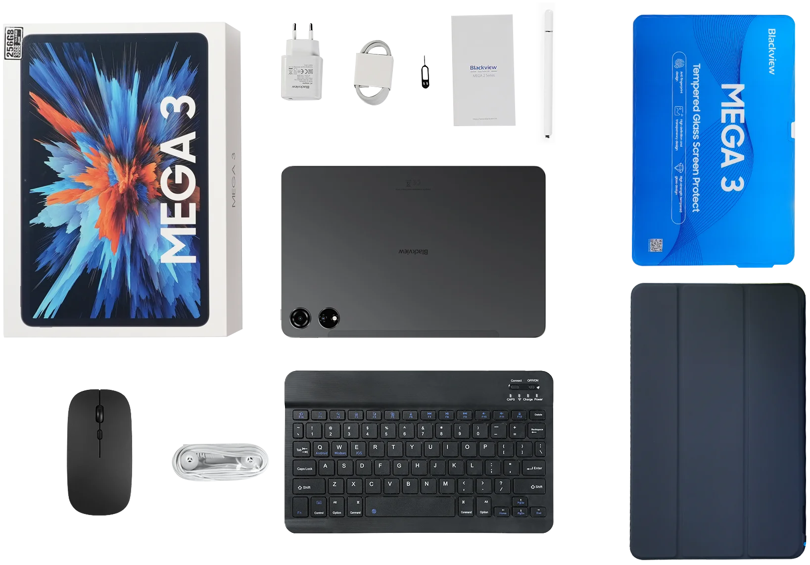 Blackview MEGA 3 Tablet PC  SET, 12.1" 2.5K FHD+ Display, Android 15 Pad MTK G100 Octa core, 36(12+24)GB RAM, 256GB ROM, 8800mAh.