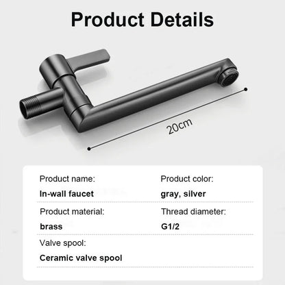 Wall-mounted Faucet Mop Pool Tap Single Hole Faucet Brass 360º Free Spin Single Cold Faucet Kitchen Sink Faucet