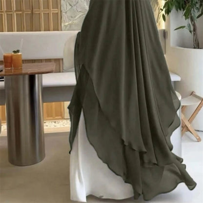 Eid Chiffon Gray Black White Khimar Abaya Dubai Luxury Islam Muslim Hijab Dresses For Women Jilbab Kebaya Niqab Musulmane Femme.