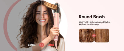 5 in 1 Hair Dryer,Multi Styling Tool,Straightener & 32mm Curling 300 Million Negative Ions Hair Care 1-3 Mins Quick Drying Gifts