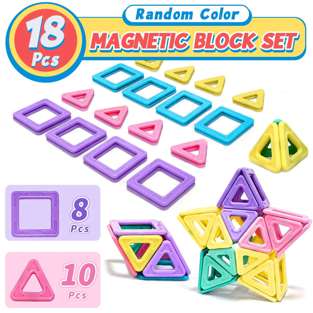 Macaron Magnetic Building Blocks Set ，Durable STEM Educational Construction Toys，Creative Birthday Gift, Assorted Colors.