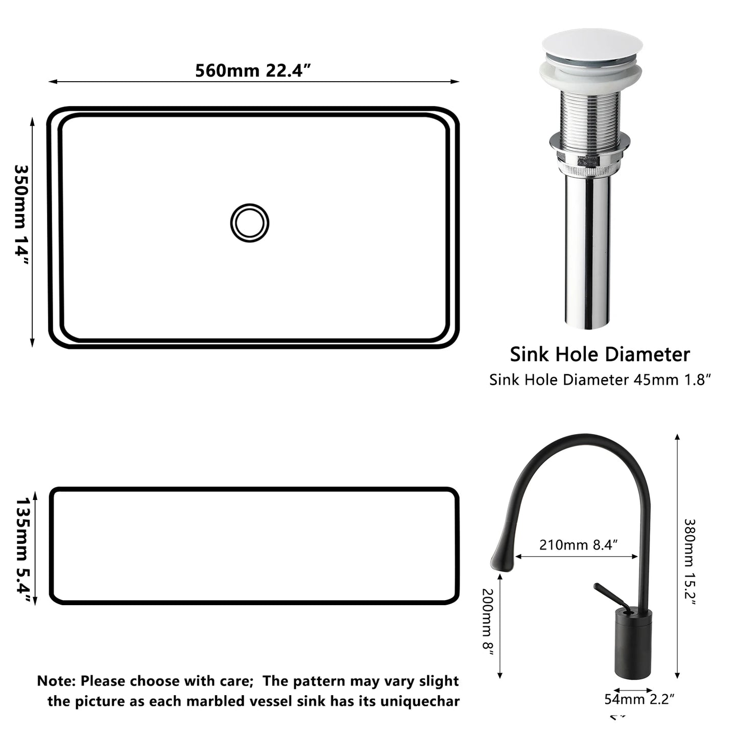 KEMAIDI Waschbecken-Set für Badezimmer, blaues Waschbecken, Deckmontage, Waschtisch-Waschbecken mit einem Griff, Aufsatzwaschbecken-Wasserhahn-Kombination
