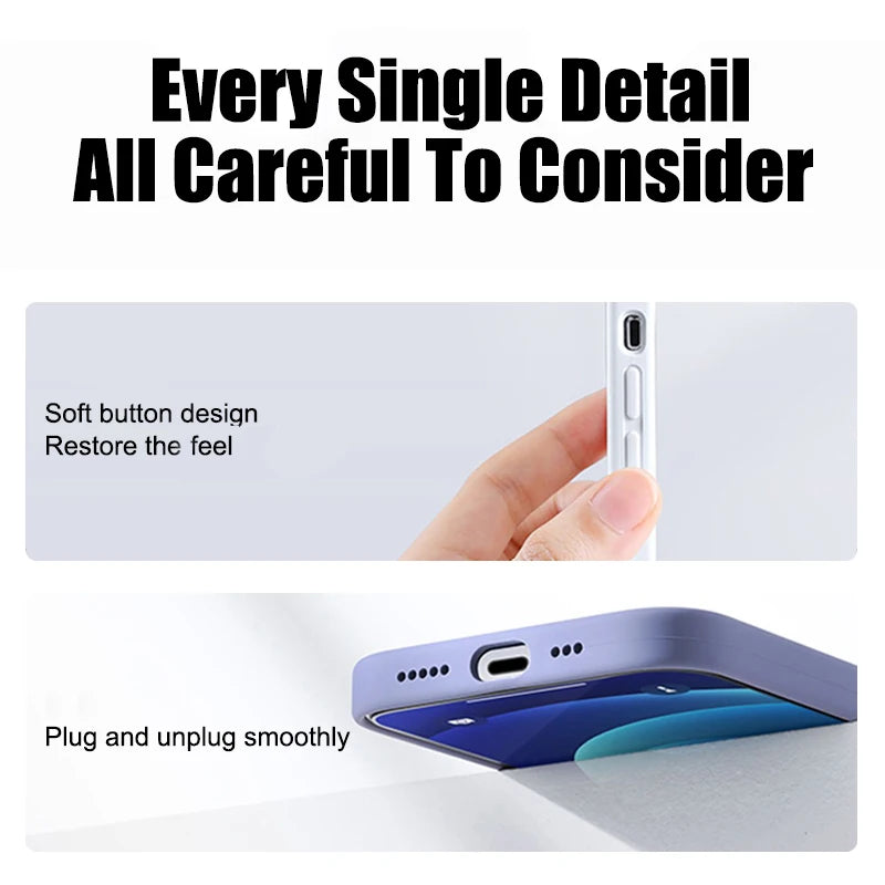 Luxury Liquid Silicone Phone Case for APPLE iPhone 11 13 12 14 15 16 Pro Max Cases for iPhone 15 Plus Shockproof Protector Cover.