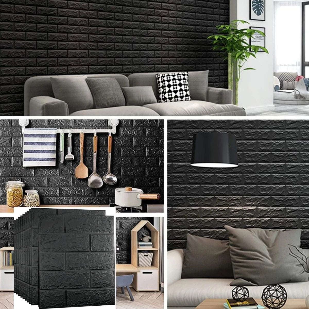 10/20/30/40/50pcs DIY 3D Simple Brick Pattern Wall Stickers,Thickened, Sound-proof,Waterproof,Moisture-proof