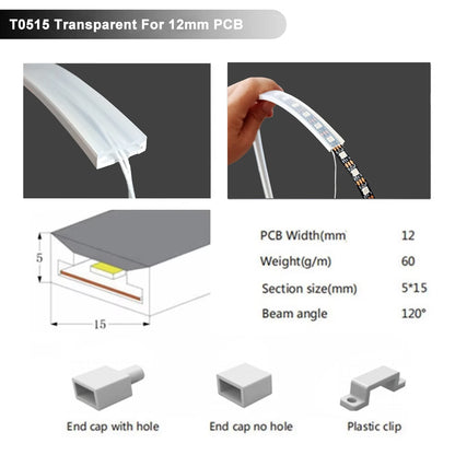 IP67 Waterproof Led Neon Silicone Flexible Cover Tube Suitable For WS2812B WS2811 5050 RGB 5mm 8mm 10mm 12mm PCB Light Strip