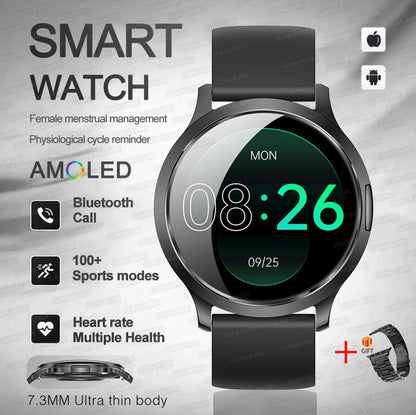 New Women Smart Watch 1.32"Ultra-thin AMOLED HD Screen Sport Fitness Bracelet Custom Watch Face Bluetooth Call Luxury Smartwatch