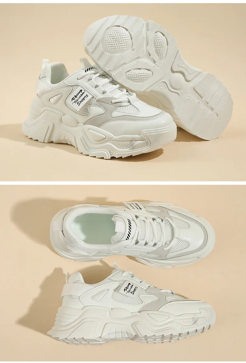 Chunky Platform Sneakers for Women Autumn New Fashion Thick Sole Vulcanized Shoes Woman Casual Non Slip Breathable Sports Shoes