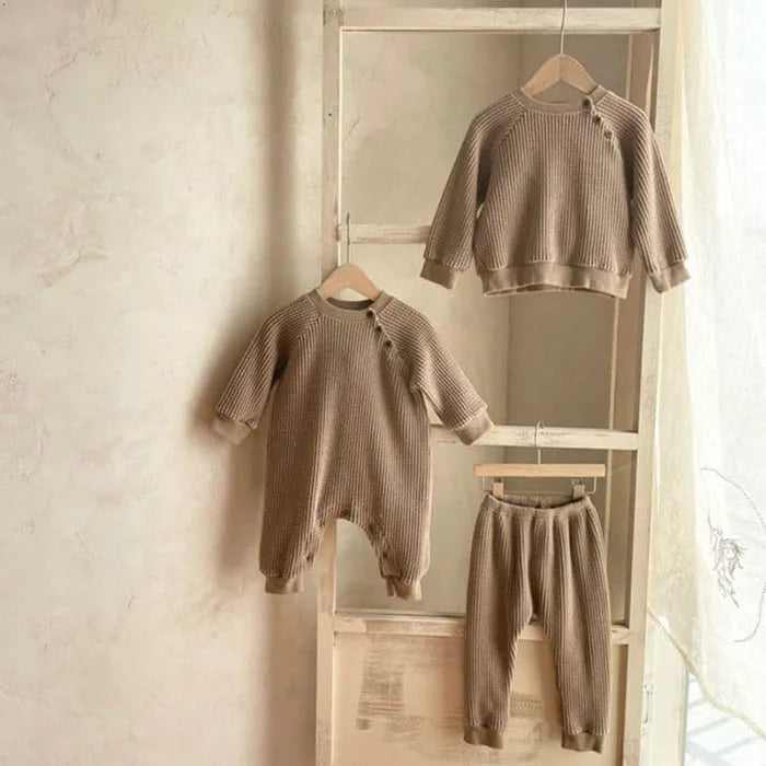 Infant Baby Mädchen Jungen Overall Einem stück Outfit Waffel Baumwolle Langarm Kleinkind Baby-spielanzug Frühling Herbst Baby Kleidung.