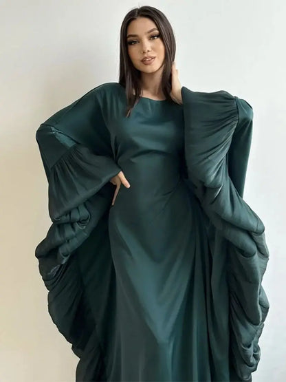 Ramadan Eid Kebaya Muslim Batwing Abaya Damen Dubai Luxury Abayas For Women Kaftan Satin Dress Islam Caftan Marocain Robe Femme.