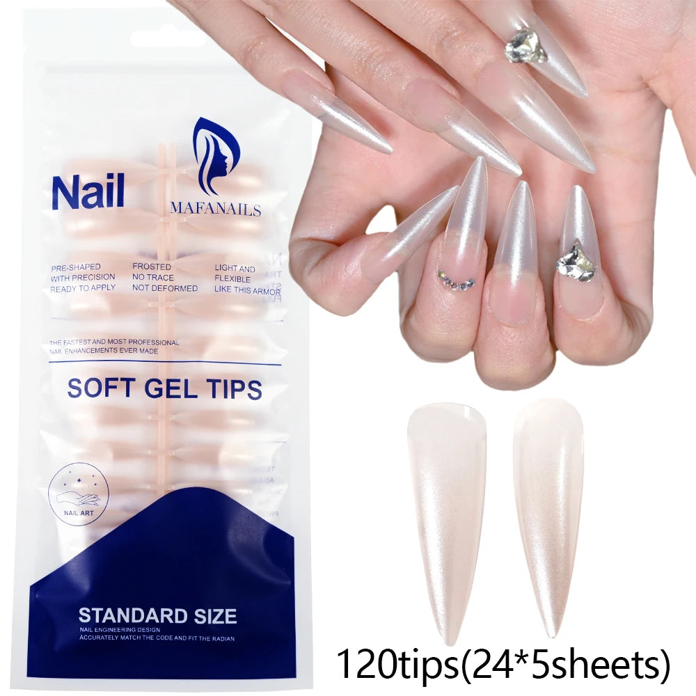 120Pcs Shinny Milk White Press on Nails Medium Almond Fake Gel Nails Glossy Solid Colored Fake Nail Tips Daily Wear Manicure DIY.
