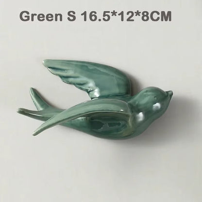 Ceramic Swallows Sparrow 3D Simple Ceramic Birds Murals Wall Hanging Decorations Crafts Home Ornaments Home Wall Sculptures RE