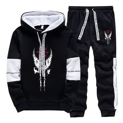 Mens Tracksuit Printed Casual Sweatshirts Sweatpants Single Piece Versatile Hoodie Pants Gym Sports Jogging Mens Clothing 2025.