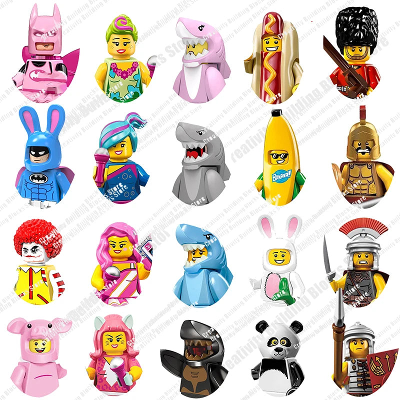 New Hot Series Gray Shark Boy Girls 3D Model DIY Building Bload Toys Classic Movie Children's Toys Gifts.