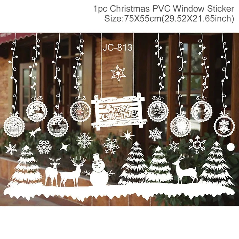 2025 Merry Christmas Wall Sticker Window Glass Merry Christmas Decor for Home Living Room Wall Decor 2026 Happy New Year Sticker