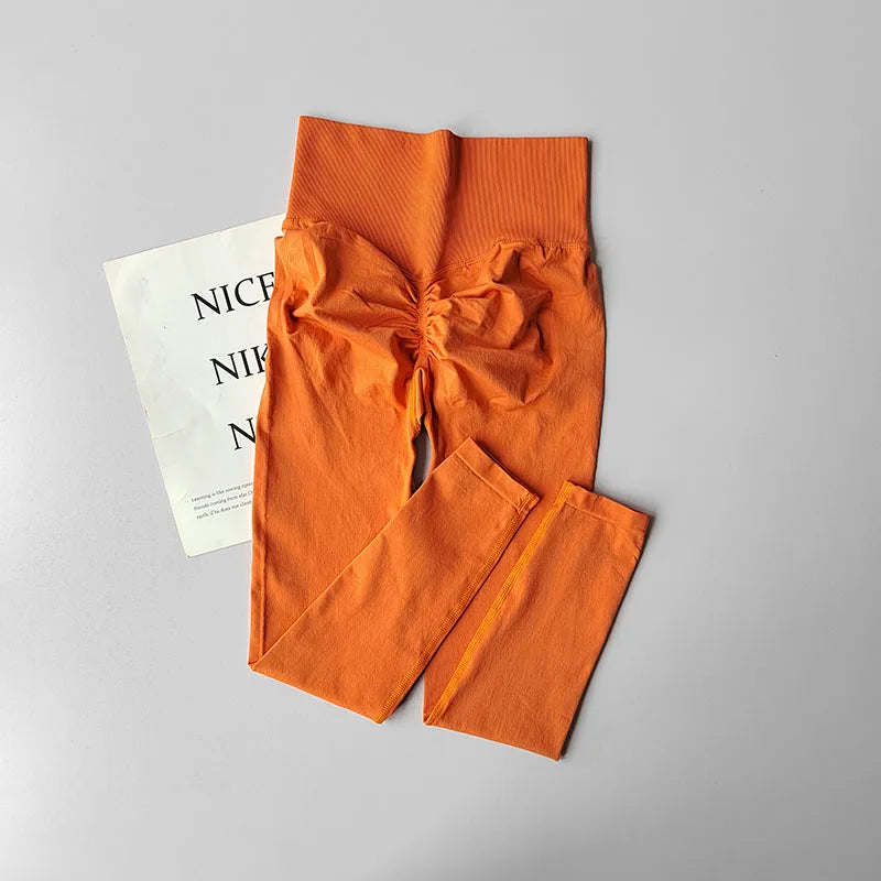 High Waist Belly-tightening Peach Buttocks Fitness Pants Unrestrained Cycling Pilates Skin-friendly High-elastic Yoga Leggings.