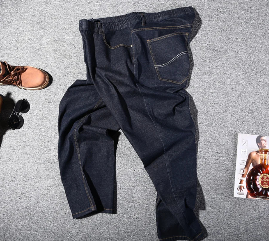 Big size jeans men size 200kg pants elastic waist elastic smart casual loose pants oversize 15XL.