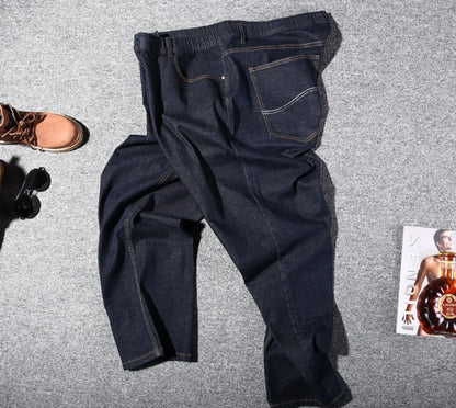 Big size jeans men size 200kg pants elastic waist elastic smart casual loose pants oversize 15XL.