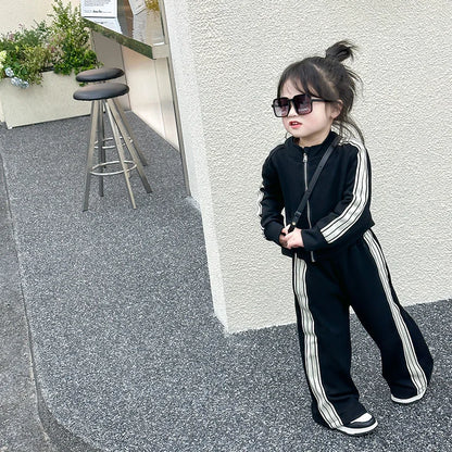 Girls Spring Sets Toddler New Autumn Sports Casual Suits Kids Long-sleeved Jacket+Pants 2Pcs Outfits Children Loose Clothing Set.