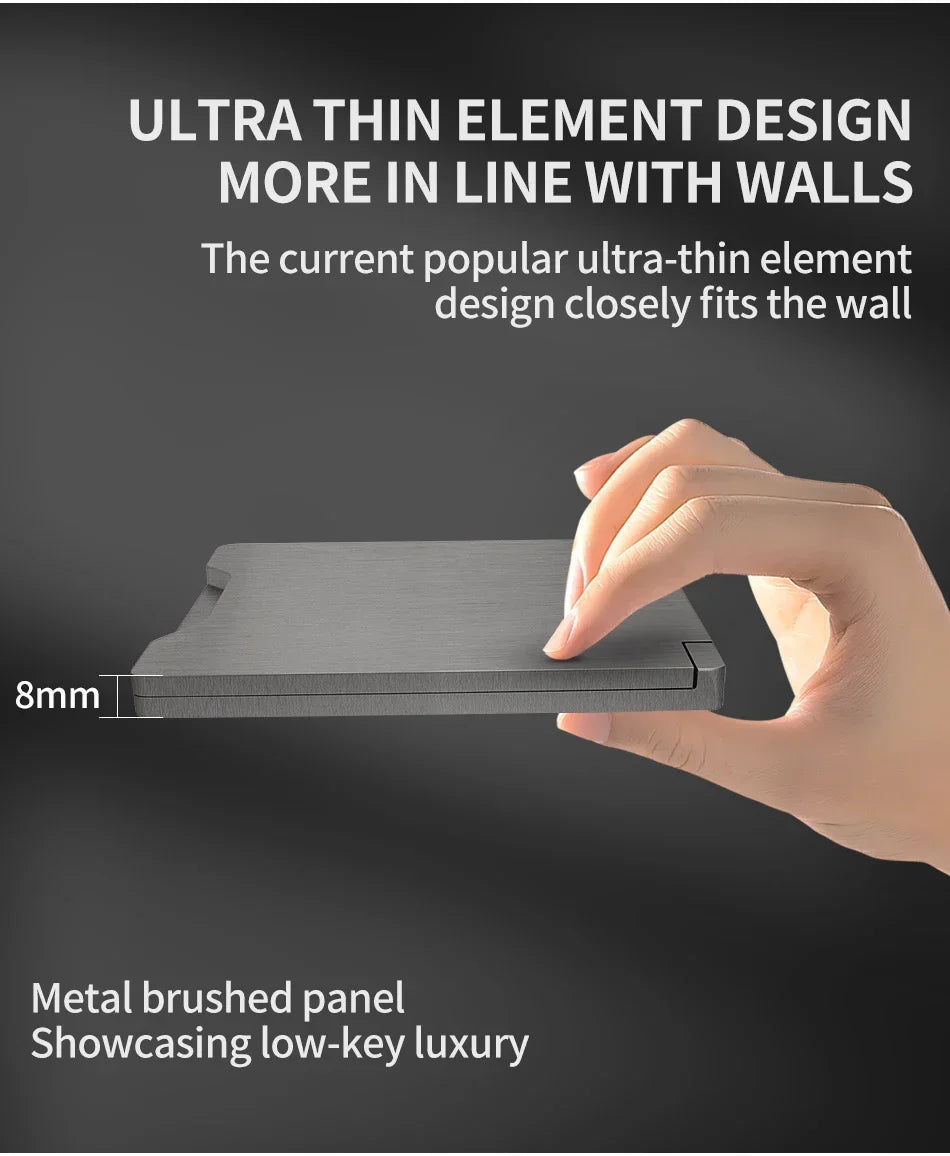 Wandmontage 1 Gang 2 Gang 8 mm Edelstahl-Panel-Buchse 13 A Schalter Computersteckdose Telefonsteckdose Thai US UK EU Frankreich.