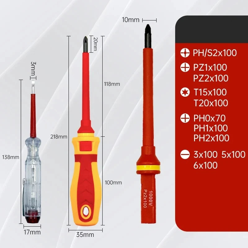 Magnetischer Schraubendreher-Satz Phillips Schlitz Torx Professional 1000 V isolierter CRV Elektriker Schraubendreher Bit Reparaturwerkzeuge