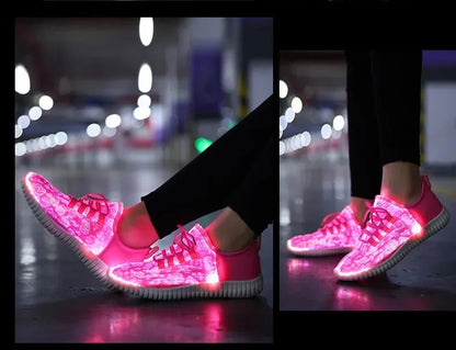 7ipupas LED Shoes for Boys Girls Women and Men Fiber Optic Shoes and Elastic Sole USB Rechargeable Lightweight Sneakers.