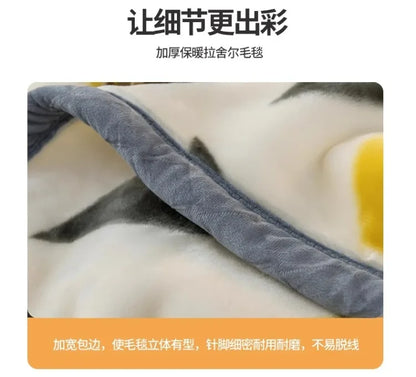 Printing Blanket Quilt Winter Keep Warm Double-deck Thickening Soft Comfortable Multiple Specifications Add Velvet Siesta Sheet.