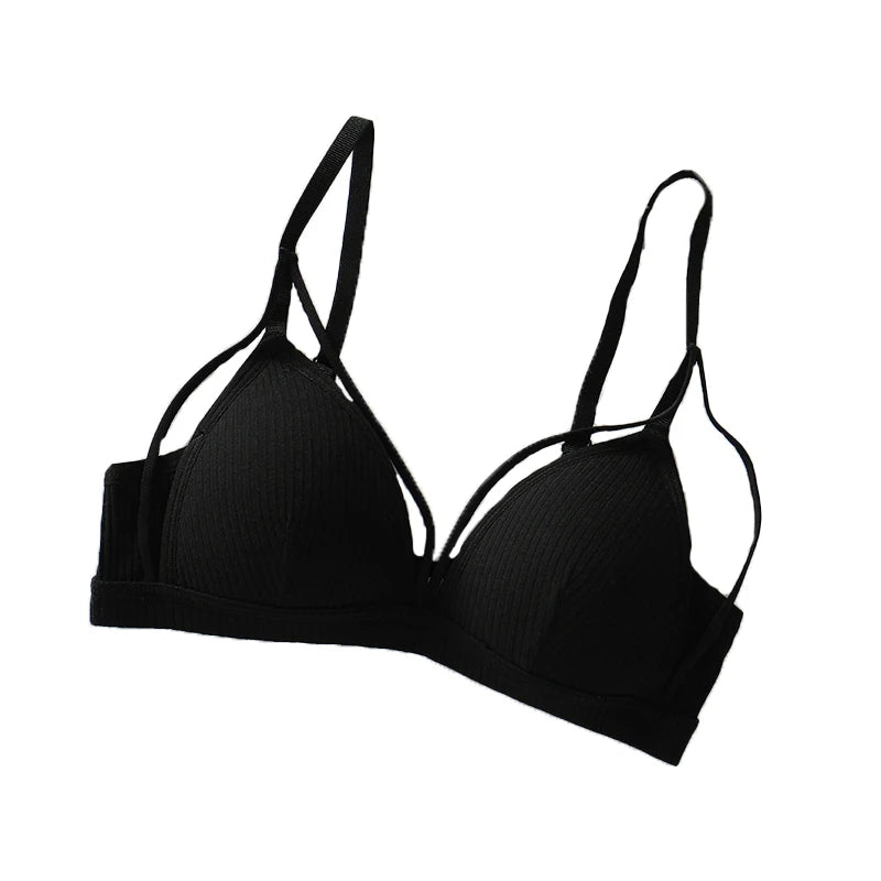 Sexy Women Bra Wire Free Brassiere Push Up Lingerie French Triangle Cup Bra Underwear Thread Top Female Intimates Bralette.