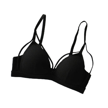 Sexy Women Bra Wire Free Brassiere Push Up Lingerie French Triangle Cup Bra Underwear Thread Top Female Intimates Bralette.