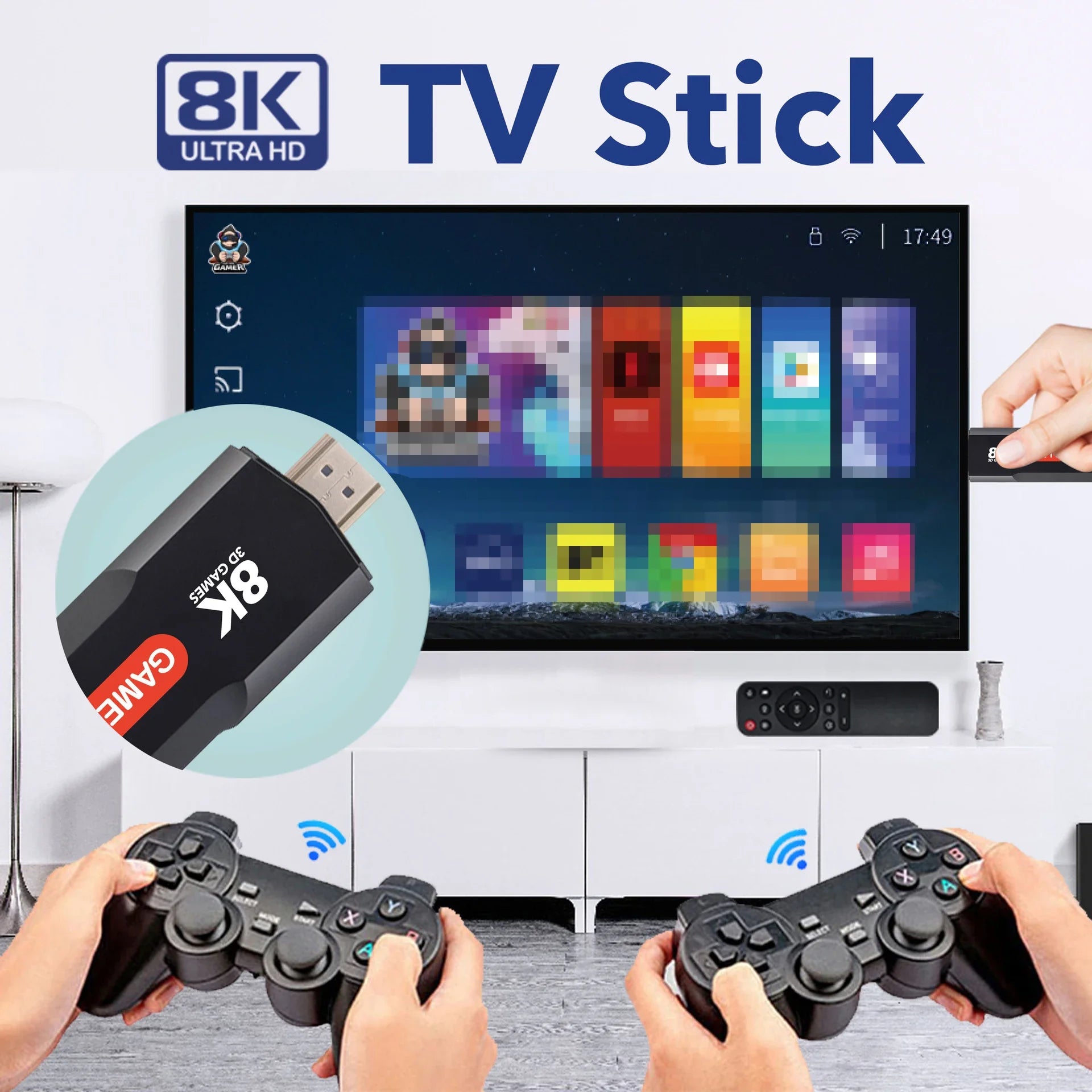 TV Stick X2 Game TV Box 64GB 10000+ gaming HD 8K 5G WiFi high-definition retro video game console wireless simulator PK Q9 Stick.