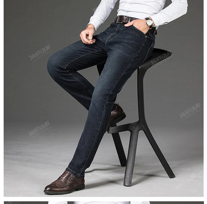 Baumwolle Herren Jeans Denim Hosen Marke Klassische Kleidung Overalls Gerade Hosen für Männer Schwarz Oversize Große Größe 35 40 42 44 46.