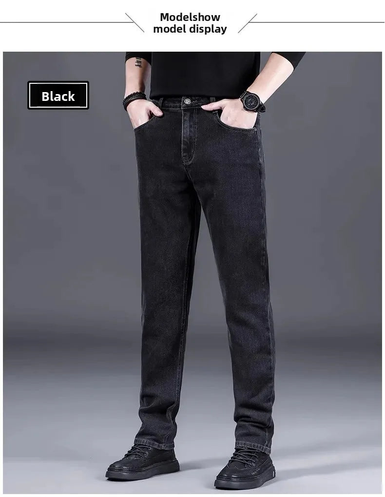 High-End Fashionable Men's Straight Leg Casual Jeans Trendy Loose Fit Autumn Winter New Arrival Versatile Long Trousers.