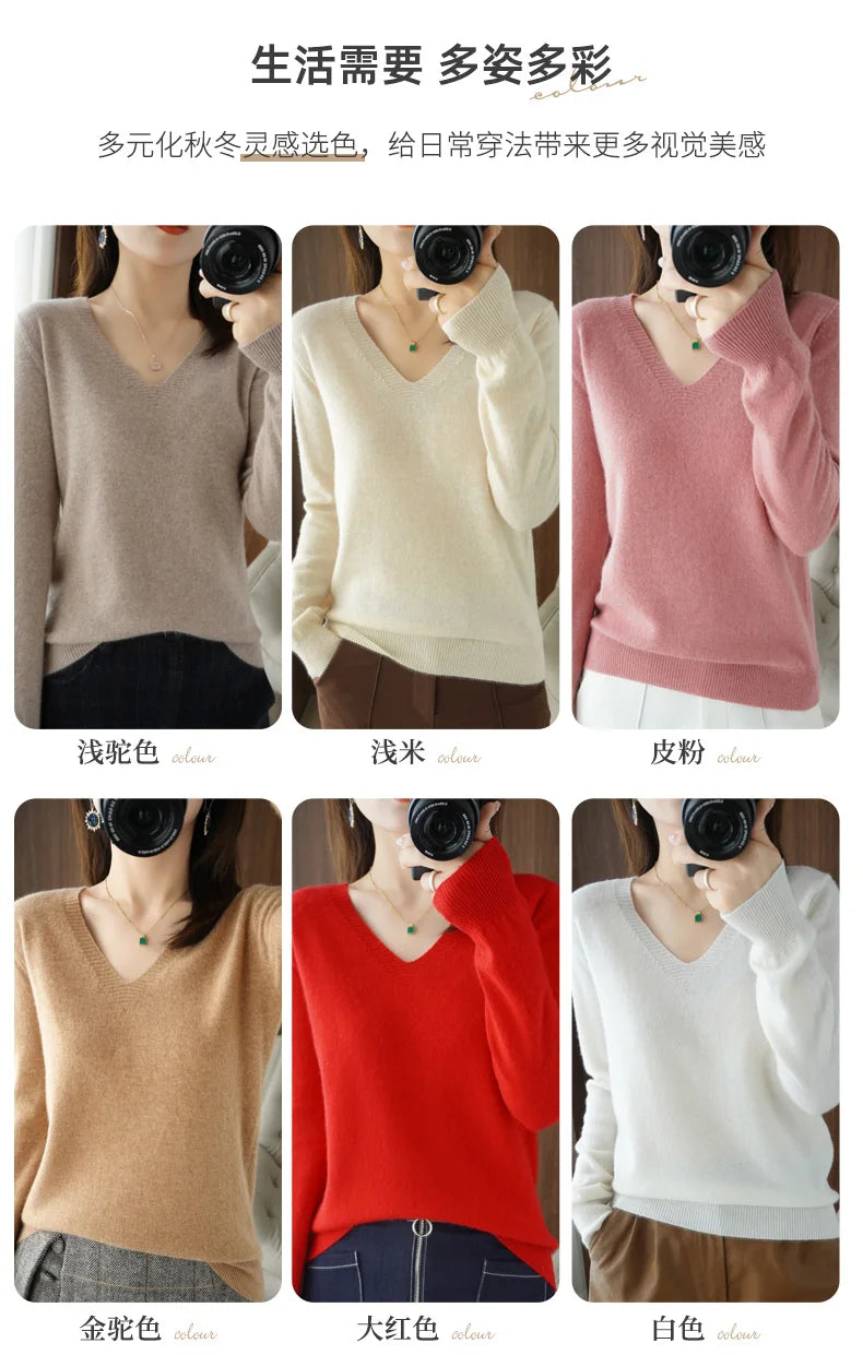 Neue Kaschmir frauen V-ausschnitt Pullover Spitze Neck Aushöhlen Design Beiläufige Gestrickte Lange Hülse frauen Pullover Herbst Und winter.