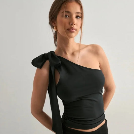 Candyhot Irregular Solid Off Shoulder Tube Top Fashion Trend Sleeveless Backless Tops Autumn New For 2025 High Street Women Vest.