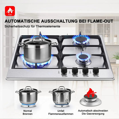 TopStrong 4 Burner Stainless Built-in Stove Natural Gas Propane Gas NG/LPG Gas Hob YYEUGCT-S04.