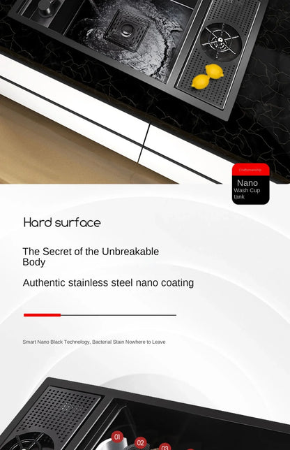 55 cm x 32 cm, 304 Nano-Edelstahl, versteckter Waschbecken-Klapphahn mit großem Einzelschlitz und Abdeckplatte, Bartheke, Tassenscheibe