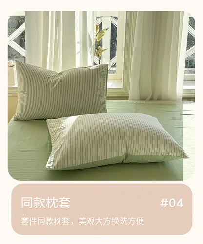 Washed Cotton Duvet Cover Set Quilt Set Ins Nordic Minimalist Style Grey Strip Bed Set Home Textile Bedding Set Bed Sheets 2025.