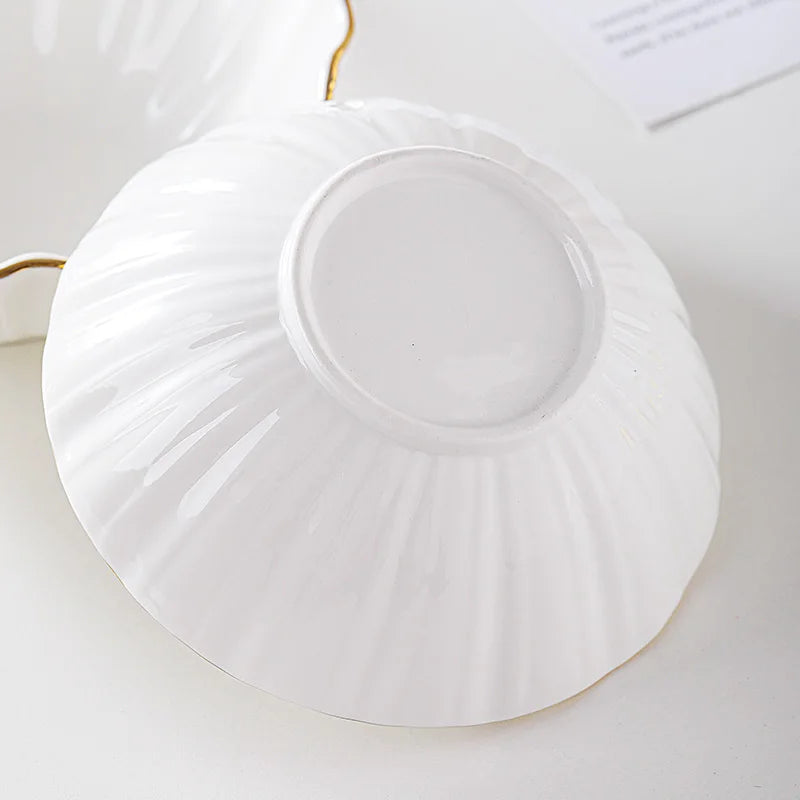 European high-end gold edged ceramic bowl, fruit salad bowl, household breakfast rice noodle bowl, hotel restaurant tableware.