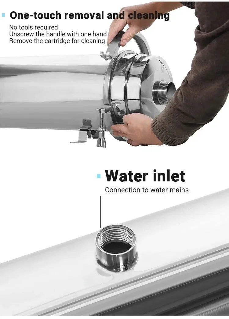 DIVEDEER Water Purifier Filtration Purification Soften Ultration Water Filter 0.01um SUS304 Whole House Water Purifier PVDF.