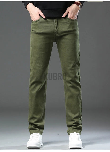 Fashion Loose Straight Business Casual Stretch Denim Pants Male Brand Trousers 3 Colors Plus Size Mens Clothing Slim Jeans 28-44.