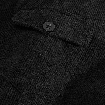 Men's Corduroy Jacket Stand-up Collar Slim Fit Retro Multi-pocket Workwear Commuter Coat for Spring And Autumn