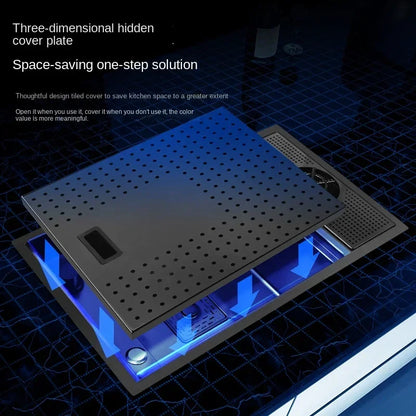 55 cm x 32 cm, 304 Nano-Edelstahl, versteckter Waschbecken-Klapphahn mit großem Einzelschlitz und Abdeckplatte, Bartheke, Tassenscheibe