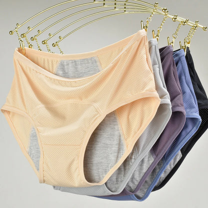 1pc Women's Leak Proof Menstrual Panties – Mid Waist Ice Silk Plus Size Waterproof Period Underwear Sexy Physiological Briefs.