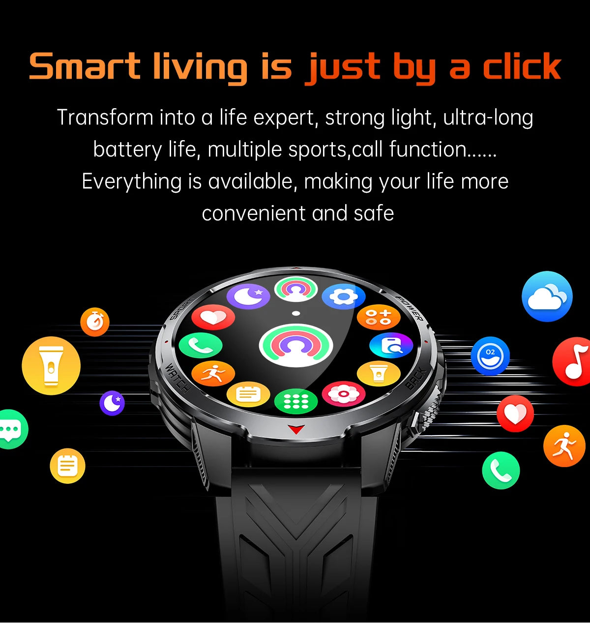 LIGE New For HUAWEI XIAOMI 1100mah Smart Watch Men Compass Flashlight 3ATM Waterproof Sports Fitness Bluetooth Call Smartwatch