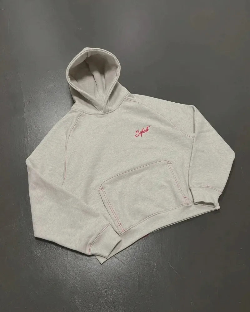 Europäischen und Amerikanischen Retro Männer Anzug Brief Gestickte Zipper Hoodie Frauen Modische Casual Lose Grau Gerade Hosen.