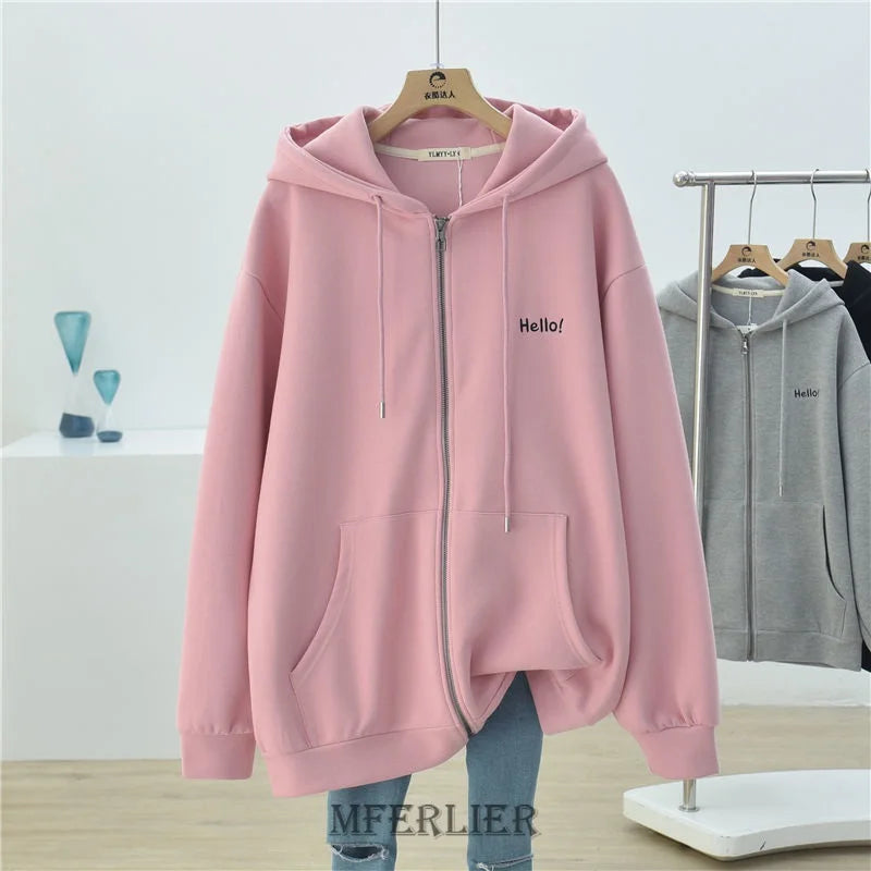 Plus Größe 5XL 150kg Herbst Dünne Jacke Mantel Frauen Hoodies Streetwear Harajuku Zipper Mantel Große Größe Frauen Kleidung.
