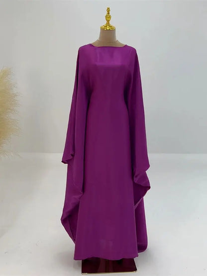 Ramadan Eid Satin Batwing Butterfly Abaya Dubai Luxury 2024 Muslim Maxi Kaftan Dress Abayas For Women Kebaya Robe Femme Vestidos