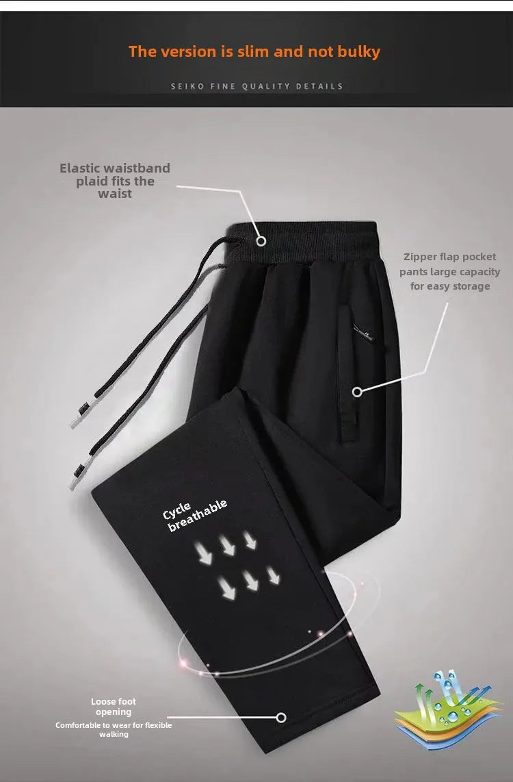 Men's Loose-Fit Fleece-Lined Long Casual Pants Autumn/Winter 2024 Spring/Autumn Korean Style Straight-Leg Pants For Youth.