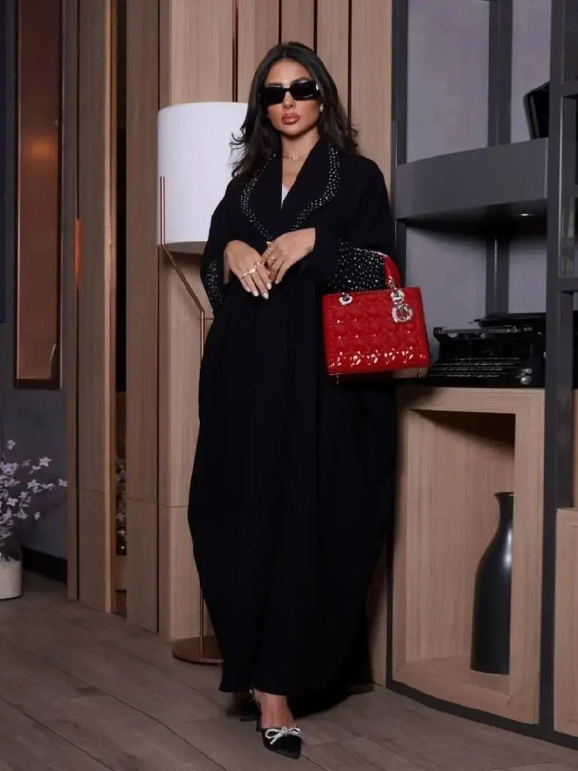 Black Open Kimono Abaya Damen Dubai Luxury Muslim Abayas For Women Kaftan Dress Kebaya Islamic Clothing Robe Femme Musulmane.
