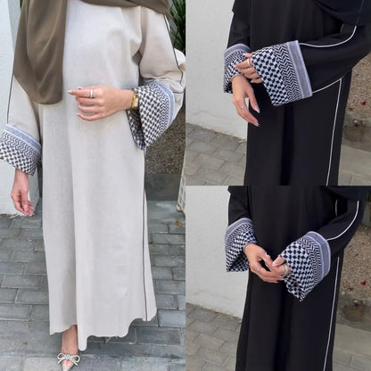 Linen Closed Abaya Keffiyeh Muslim Dress Printed Abayas for Women Dubai 2025 Luxury Turkey Ramadan Islamic Clothes Kaftan Robe.
